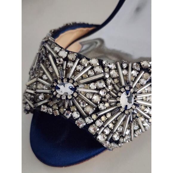 Badgley Mischka Candace Dress Pump Stormy Blue Peep Toe Embellished Size 9 1/2 - Picture 7 of 10